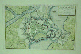 GRABADO AL COBRE-GRAVURE SUR CUIVRE: CARTE DES PLAN DE MENIN AVANT LA DEMOLITION DE CETTE PLACE SERVANT A MONTRER L'USAGE QU'ON Y FAISOIT DES ECLUSES POUR INONDER UNE PARTIE DE SES ENVIRONS.