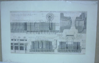 GRABADO AL COBRE-GRAVURE SUR CUIVRE: DEVELOPEMENT D'UNE ECLUSE DE LA MOYENNE GRANDEUR AVEC PORTES BUSQUEES ET UNE VANNE POUR LA MANOEUVRE DES EAUX..