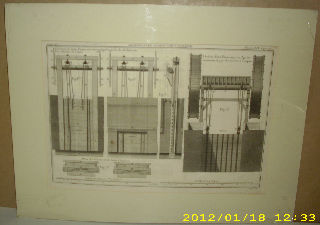 GRABADO AL COBRE-GRAVURE SUR CUIVRE: ELEVATION DE DEUX VANNES AVEC LEURS AGRETS TIREES DES ECLUSES DU FORT MIAULET DE CALAIS