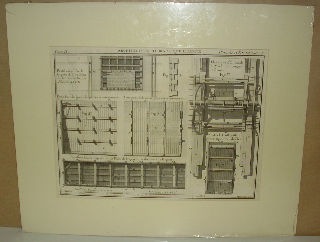 GRABADO AL COBRE-GRAVURE SUR CUIVRE: PROFIL COUPE SUR LA LARGEUR A B DU PLAN DE LA CALE DE TOULON. PLAN A VUE D'OISEAU DE LA MACHINE A PLONGER LE BETON.