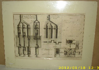 GRABADO AL COBRE-GRAVURE SUR CUIVRE: PROFILS PARTICULIERS DES POMPES D'UN DES EQUIPES DE LA MACHINE APLIQUEE AU PONT NOTRE DAME