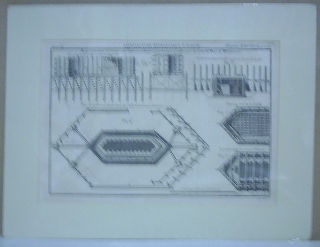 GRABADO AL COBRE-GRAVURE SUR CUIVRE: REPRESENTATION DES MANEUVRES FAITES EN 1739 POUR FONDER PAR ENCAISSEMENT LES PILES DU PONT DE WESTMINTER.