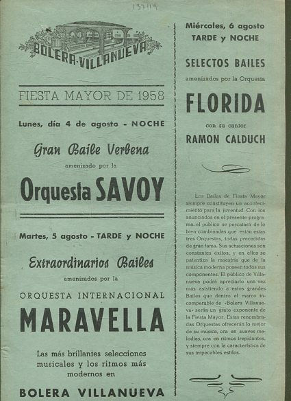 GRAN BAILE VERBENA  AMENIZADO POR LA ORQUESTA SAVPY/ EXTRAORDINARIOS BAILES ORGANIZADOS POR LA ORQUESTA INTERNACIONAL MARAVELLA.