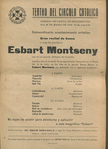 GRAN RECITAL DE DANZA A CARGO DEL PRESTIGIOSO ESBART MONTSENY.