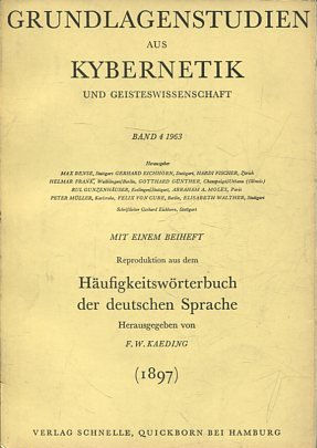 GRUNDLAGENSTUDIEN AUS KYBERNETIK UND GEISTESWISSENSCHAFT. BAND 4 1963.