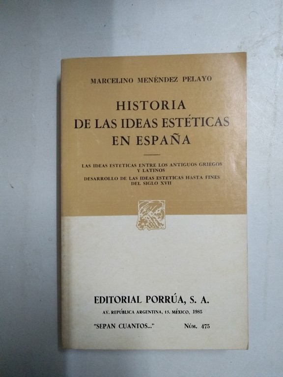 Historia de las ideas estéticas en España, 475