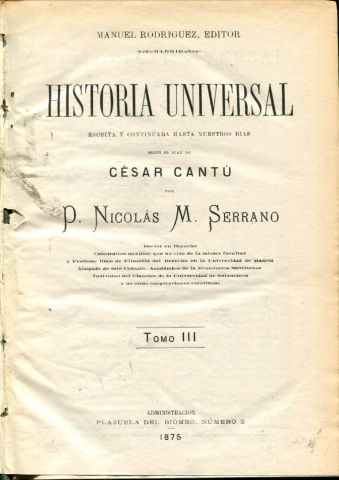 HISTORIA UNIVERSAL. TOMO III.