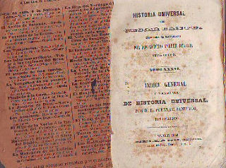 HISTORIA UNIVERSAL. TOMO XXXVI. INDICE O VOCABULARIO DE HISTORIA GENERAL (POR D. R. PEREZ DE SANTIAGO) TOMO SEGUNDO