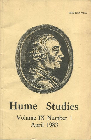 HUME STUDIES. VOLUME IX NUMBER 1.