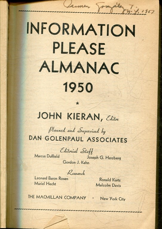 INFORMATION PLEASE ALMANAC 1950.