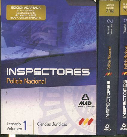 INSPECTORES. POLICIA NACIONAL. I: CIENCIAS JURIDICAS. TEMARIO 3 TOMOS.