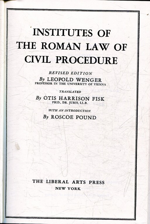 INSTITUTES OF THE ROMAN LAW OF CIVIL PROCEDURE.