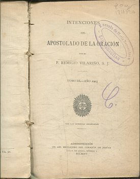 INTENCIONES DEL APOSTOLADO DE LA ORACION. TOMO III-AÑO 1903.