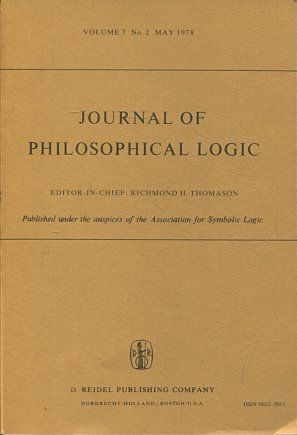 JOURNAL OF PHILOSOPHICAL LOGIC. VOLUME 7, No. 2, MAY 1978.