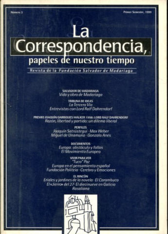 LA CORRESPONDENCIA, PAPELES DE NUESTRO TIEMPO. NUM. 3, PRIMER SEMESTRE, 1999.