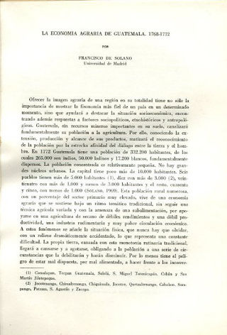 LA ECONOMIA AGRARIA DE GUATEMALA, 17868-1772.