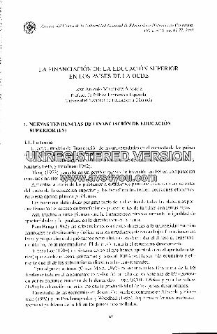 LA FINANCIACION DE LA EDUCACION SUPERIOR EN LOS PAISES DE LA OCDE.