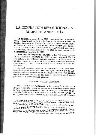 LA GENERACION REVOLUCIONARIA DE 1868 EN ANDALUCIA.