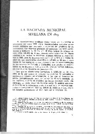 LA HACIENDA MUNICIPAL SEVILLANA EN 1819.