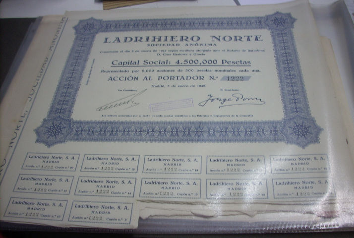 LADRIHIERO NORTE SOCIEDAD ANONIMA. CUPONES CORTADOS.