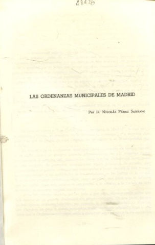 LAS ORDENANZAS MUNICIPALES DE MADRID.