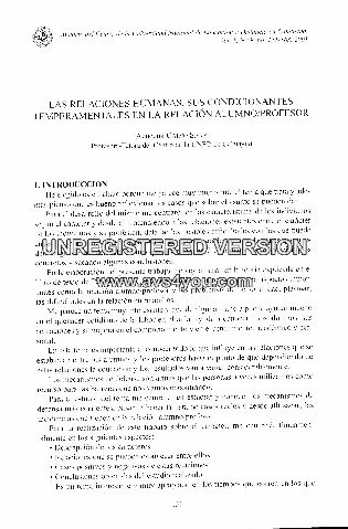 LAS RELACIONES HUMANAS. SUS CONDICIONANTES TEMPERAMENTALES EN LA RELACION ALUMNO/PROFESOR.