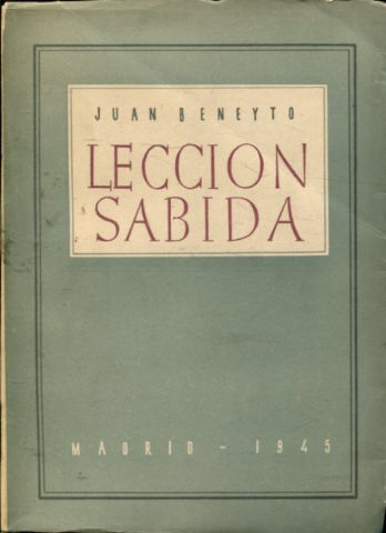 LECCION SABIDA. POLITICA DE LETRAS Y DE HISTORIA.