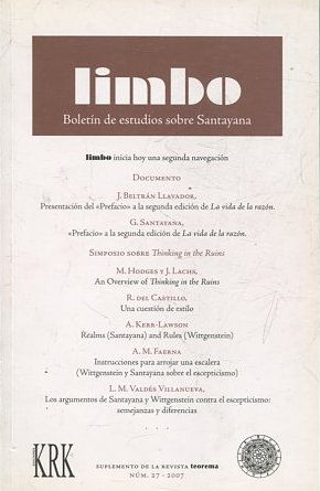 LIMBO. BOLETIN INTERNACIONAL DE ESTUDIOS SOBRE SANTAYANA. NUM. 27.