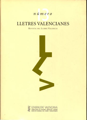 LLETRES VALENCIANES Nº 13. REVISTA DEL LLIBRE VALENCIA.