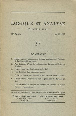 LOGIQUE ET ANALYSE. NOUVELLE SERIE. 10º ANNEE AVRIL 1967 37.