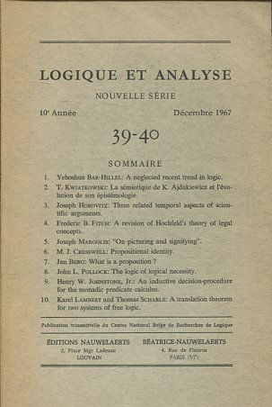 LOGIQUE ET ANALYSE. NOUVELLE SERIE. 10º ANNEE DECEMBRE 1967 39-40.