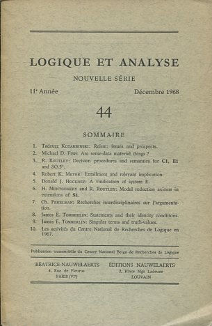 LOGIQUE ET ANALYSE. NOUVELLE SERIE. 11º ANNEE DECEMBRE 1968.