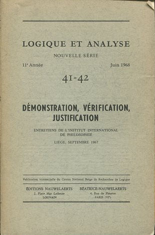 LOGIQUE ET ANALYSE. NOUVELLE SERIE. 11º ANNEE JUIN 1968 41-42.