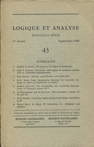 LOGIQUE ET ANALYSE. NOUVELLE SERIE. 11º ANNEE SEPTEMBRE 1968 43.