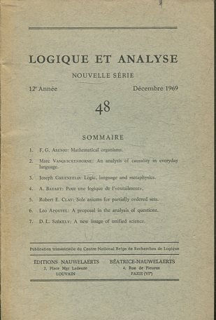 LOGIQUE ET ANALYSE. NOUVELLE SERIE. 12º ANNEE DECEMBRE 1969 48.