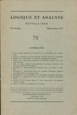 LOGIQUE ET ANALYSE. NOUVELLE SERIE. 20º ANNEE SEPTEMBRE 1977. 79.