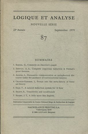 LOGIQUE ET ANALYSE. NOUVELLE SERIE. 22º ANNEE SEPTEMBRe 1979 87.