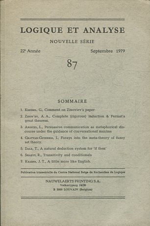 LOGIQUE ET ANALYSE. NOUVELLE SERIE. 22º ANNEE SEPTEMBRE 1979 87.