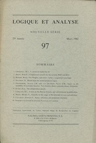 LOGIQUE ET ANALYSE. NOUVELLE SERIE. 25º ANNEE MARS 1982. 97.