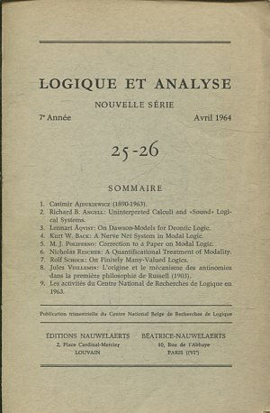 LOGIQUE ET ANALYSE. NOUVELLE SERIE. 7º ANNEE AVRIL 1964 25-26.