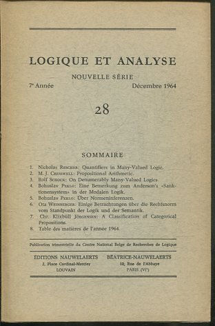 LOGIQUE ET ANALYSE. NOUVELLE SERIE. 7º ANNEE DECEMBRE 1964 28.