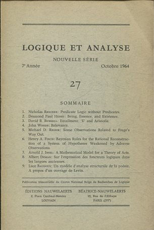 LOGIQUE ET ANALYSE. NOUVELLE SERIE. 7º ANNEE OCTOBRE 1964 27.