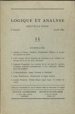 LOGIQUE ET ANALYSE. NOUVELLE SERIE. 9º ANNEE AVRIL 1966 33.