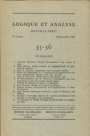 LOGIQUE ET ANALYSE. NOUVELLE SERIE. 9º ANNEE DECEMBRe 1966.