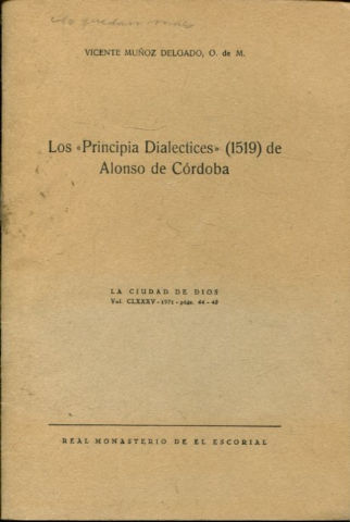 LOS  PRINCIPIA DIALECTICES  (1519) DE ALONSO DE CORDOBA.