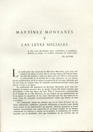 MARTINEZ MONTAÑES Y LAS LEYES SOCIALES.