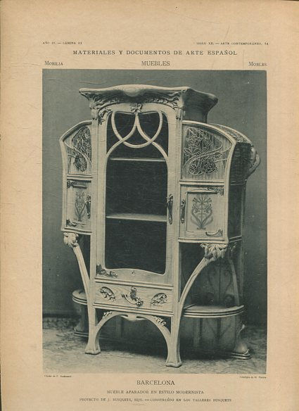 MATERIALES Y DOCUMENTOS DE ARTE ESPAÑOL. MUEBLES. AÑO IV. LAMINA II. SIGLO XX. ARTE CONTEMPORANEO, 14. BARCELONA. MUEBLE APARADOR EN ESTILO MODERNISTA.