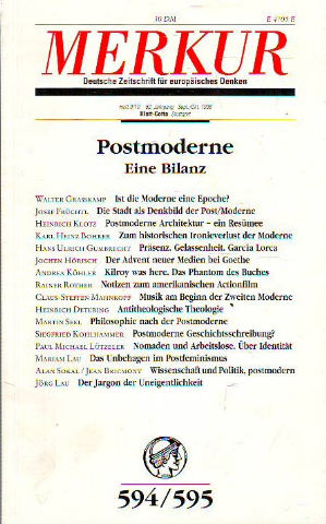 MERKUR. DEUTSCHE ZEITSCHRIFT FUR EUROPAISCHES DENKEN. Nº 594-595 : POSTMODERNE , EINE BILANZ.