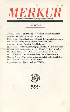 MERKUR DEUTSCHE ZEITSCHRIFT FUR EUROPAISCHES DENKEN. Nº 599.