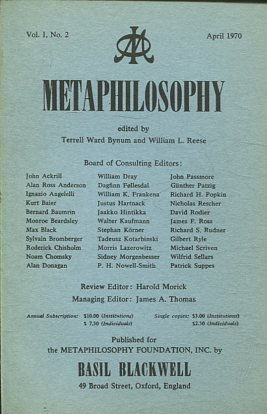 METAPHILOSOPHY VOL. 1, No. 2. APRIL 1970.